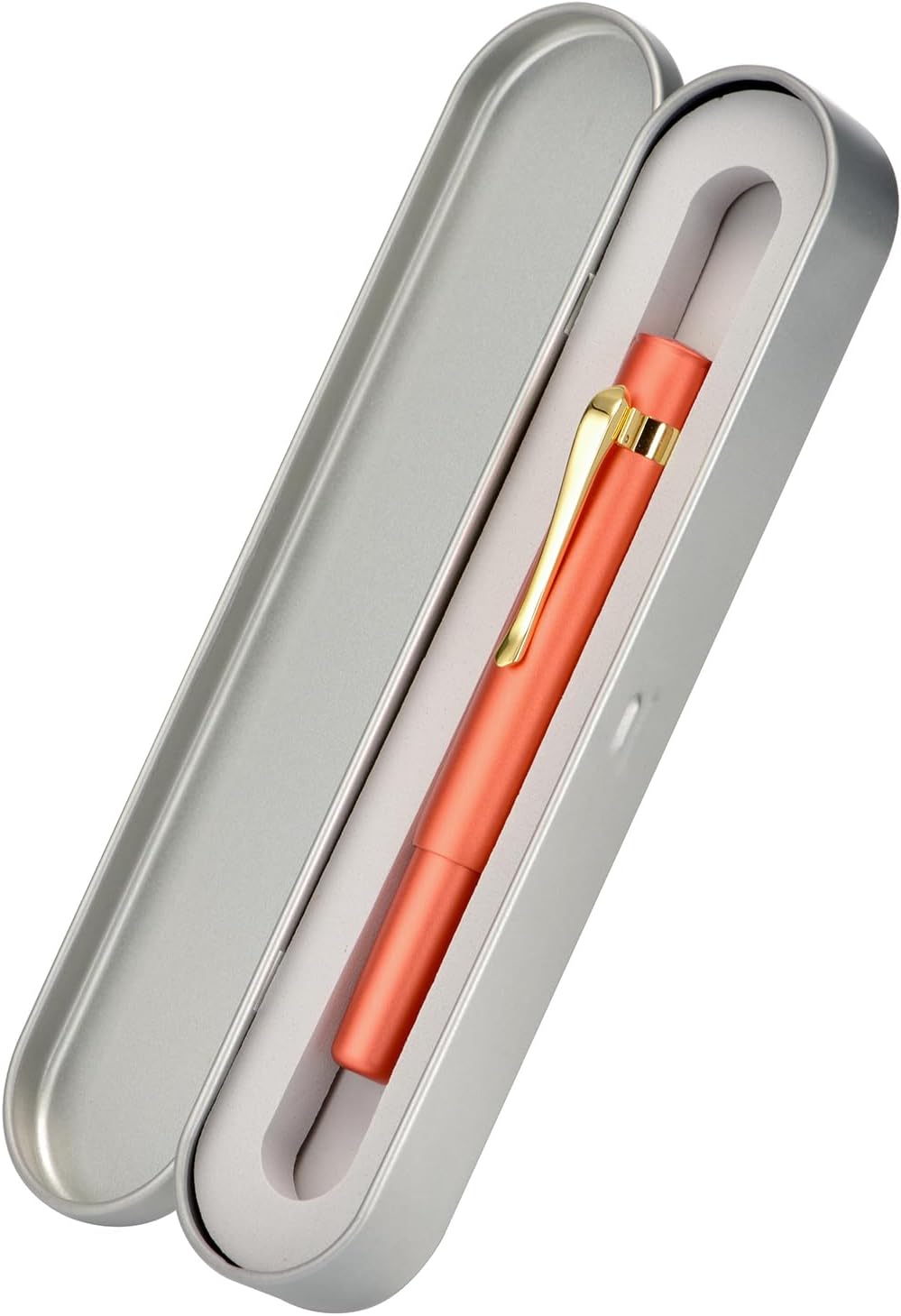 Hongdian M2 Black Forest Mini Fountain Pen, Long Blade Nib & Sleek Shape Aluminium Short Pocket Travel Pen (Orange Red)
