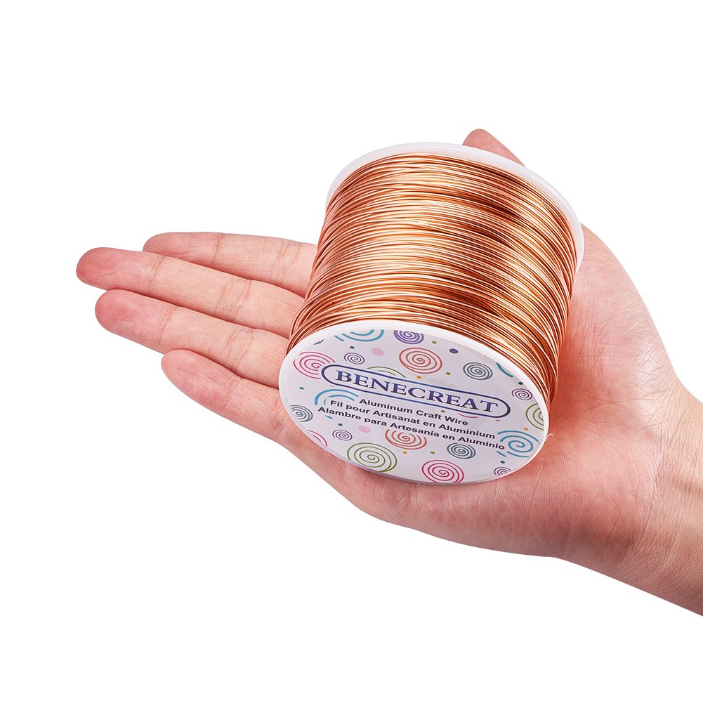 BENECREAT 17 Gauge Jewelry Craft Aluminum Wire 380 Feet Bendable Metal Sculpting Wire for Craft Floral Model Skeleton Making, Copper Tone