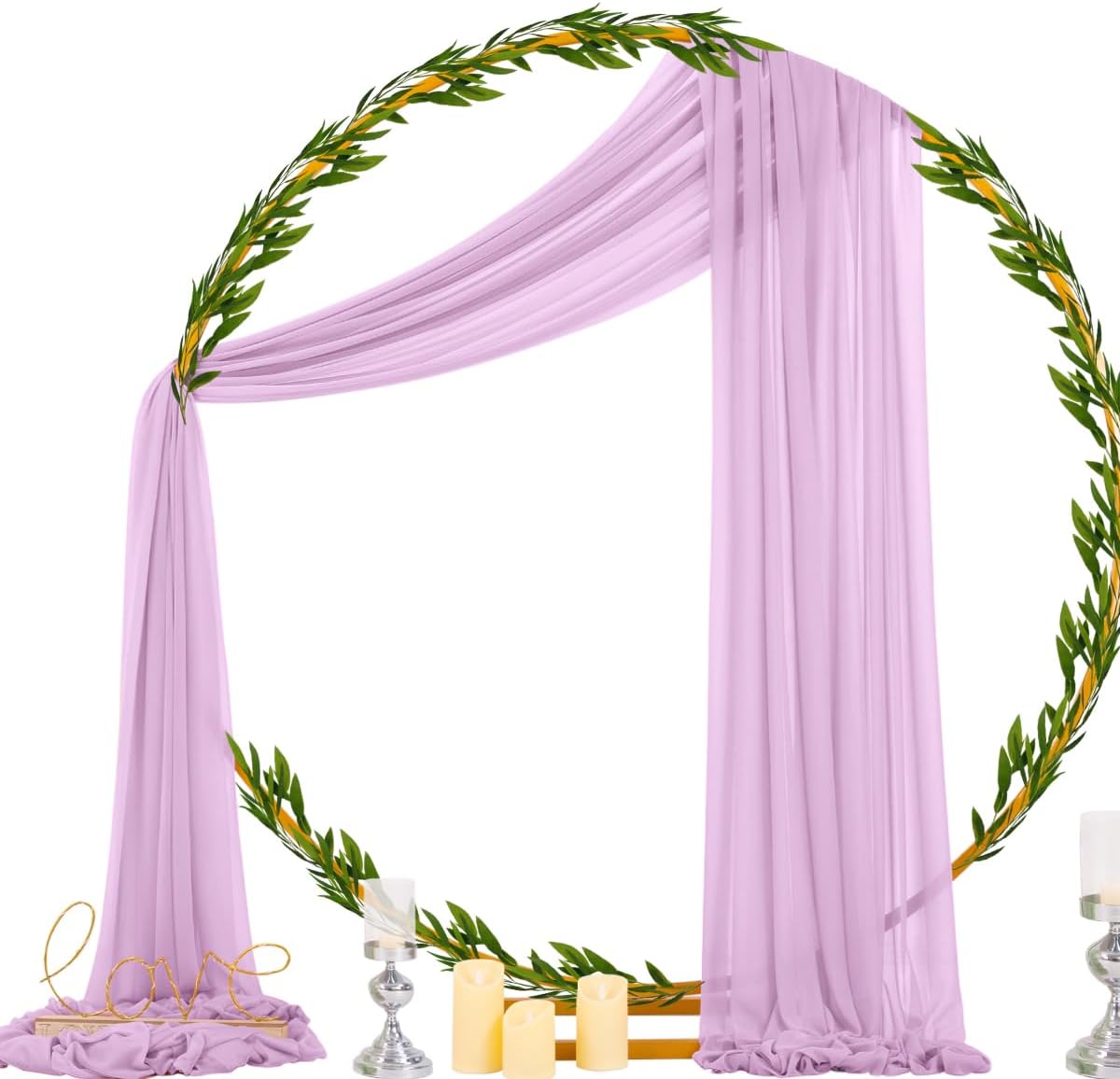 Socomi Lilac Purple Wedding Arch Draping Fabric 29" x 20Ft 1 Panel Sheer Outdoor Curtain Drapes Extra Long for Bridal Baby Shower Ceremony Birthday Party Decor