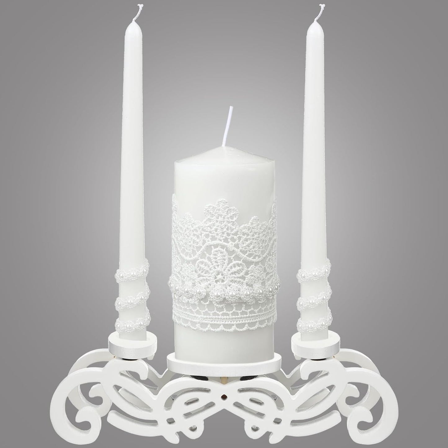 Irenare Unity Candles with Holder for Wedding Ceremony Wedding Decortions Accessories Glass Candle Holder Pillar Candle for Formal Events Church(Stylish Style)