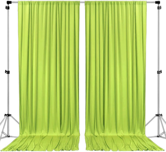 AK TRADING CO. 10 feet x 8 feet Polyester Backdrop Drapes Curtains Panels with Rod Pockets - Wedding Ceremony Party Home Window Decorations - Light Green, 2 Pack