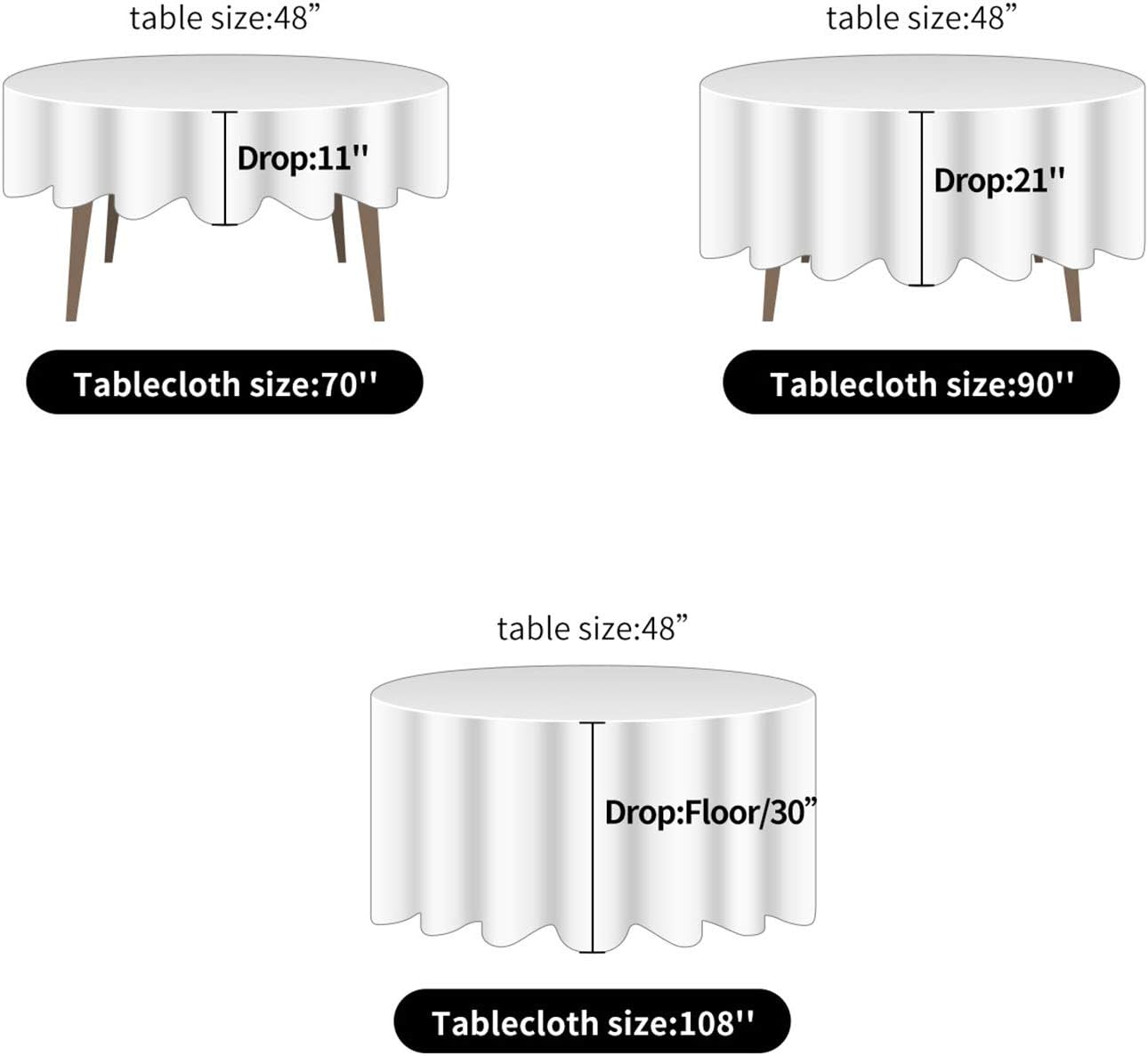 Ascoza 2pack 70 Inch Ivory Round Tablecloth in Polyester Fabric for Wedding/Banquet/Restaurant/Parties