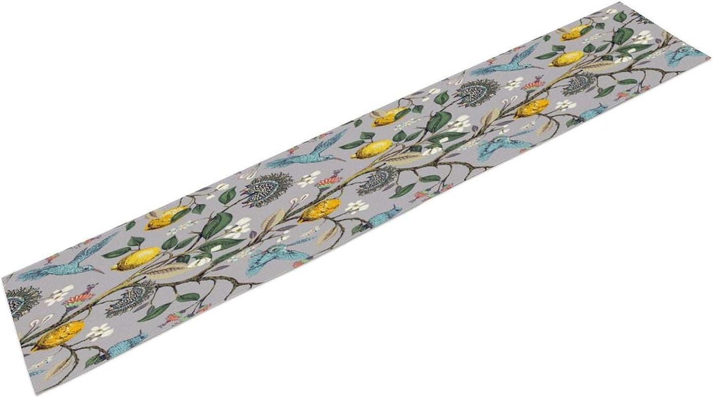 Table Runner with Flowers and Birds, Spring Plant Flowers Table Decoration Linen Table Runner Family Party Party Decorations 13x108 Inches