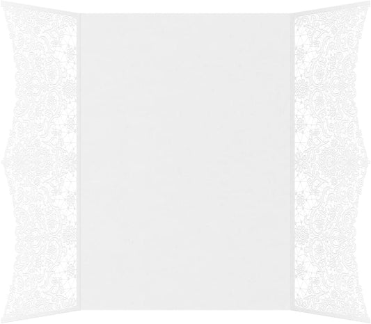 LUXPaper Laser Cut Gatefold Invitations | 5" x 7 1/4" | Pointed Lace - White | 100lb. Cover | 50 Qty