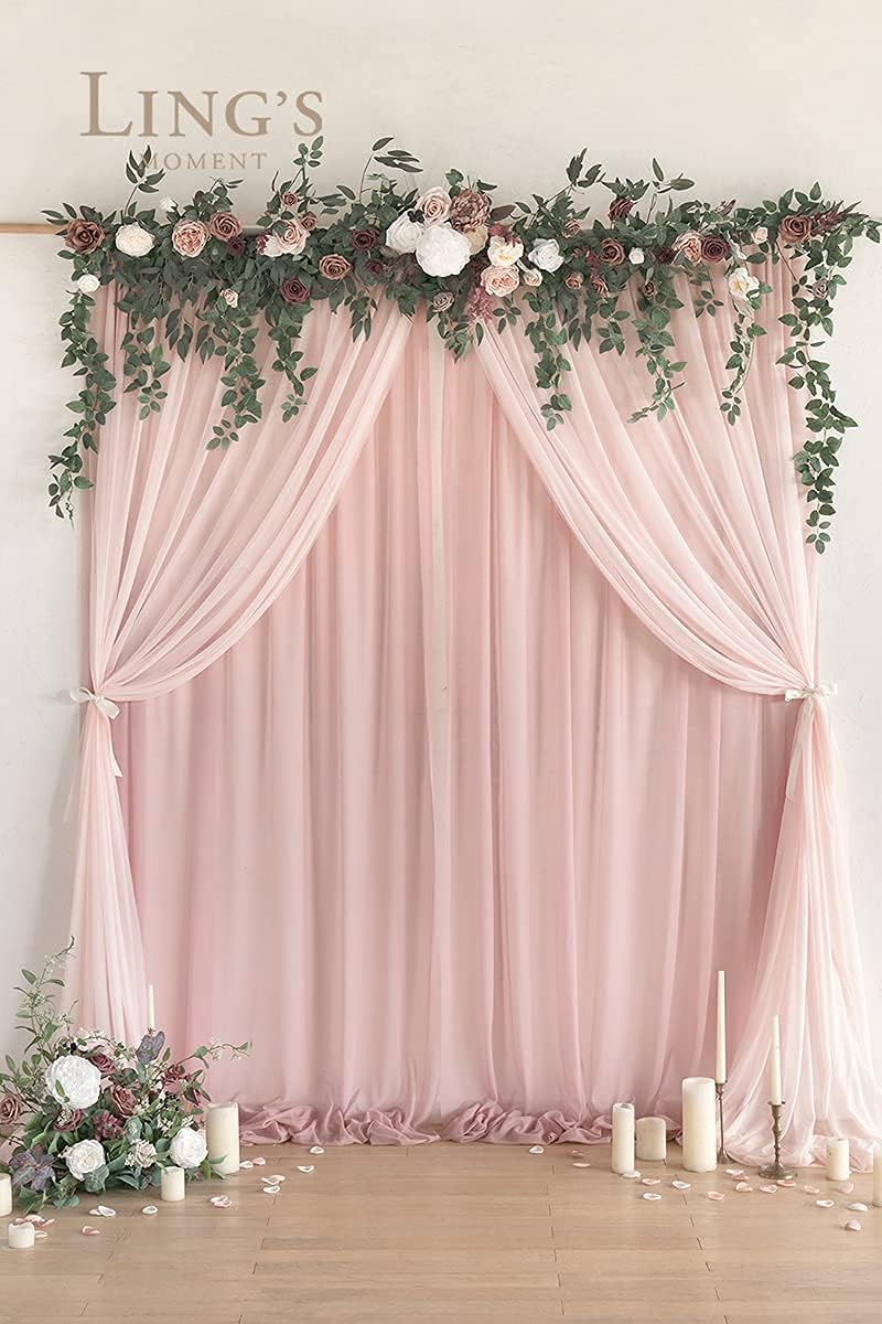 Ling's Moment 6.5FT Backdrop Floral Garland, Spring Artificial Wedding Arch Flowers Pink Decor, Blush Ceremony Reception Hanging Dusty Rose Arbor Arrangement Outdoor Party Swag Home Garden Decorations