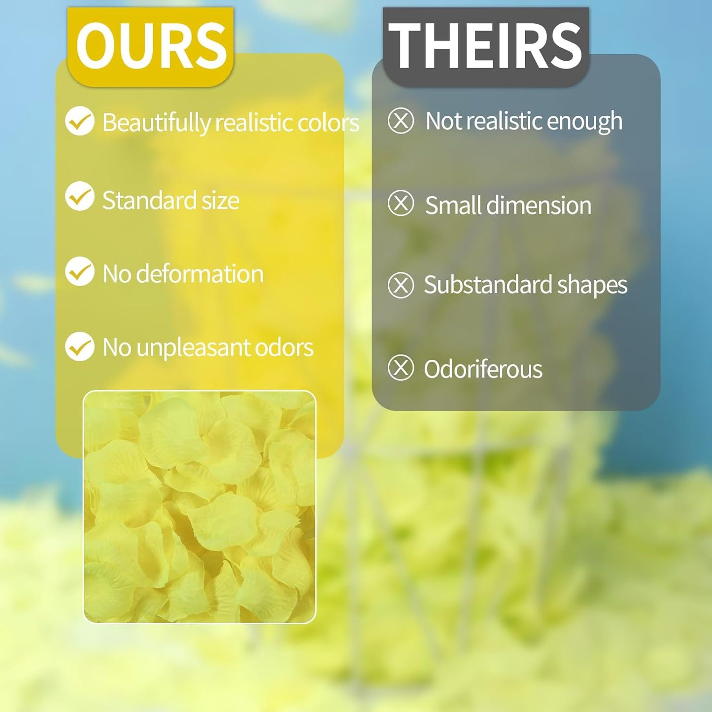 3300 PCS Artificial Fake Rose Petals,Flower Petals,Romantic Nightfor Her/Him Set,Wedding, Engagement, Party, in Bulk Flower Decorations(Yellow)