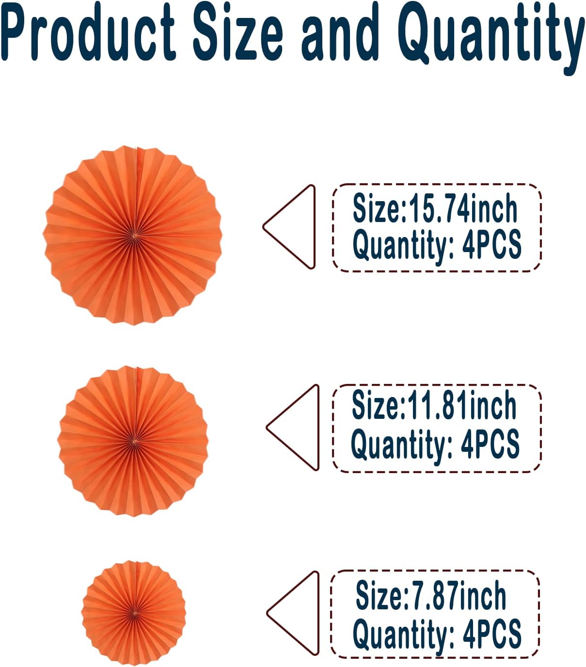 Orange Hallowmas Party Hanging Fans DIY Set - 12pcs Paper Fans with Pinwheels - DIY Paper Craft for Wedding, Birthday, Christmas Party Decoration