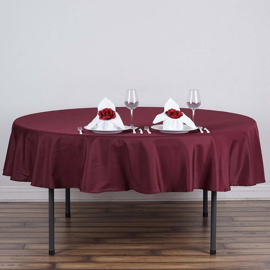 Efavormart Round Tablecloth, 90 Inch Stain & Wrinkle Resistant Washable Table Cloth, Decorative Polyester Fabric Table Cover for Banquet, Wedding, Dining- Burgundy