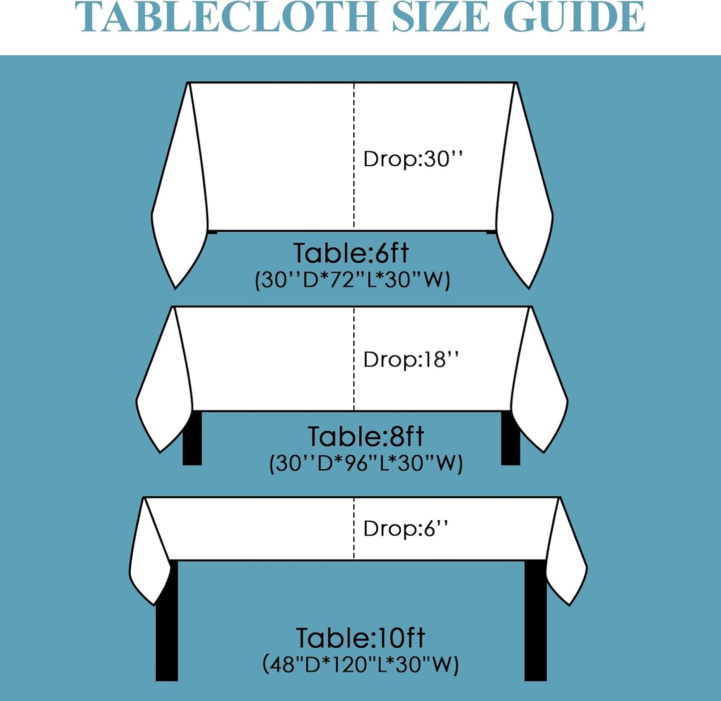 VidaFete Table Cloth 6 Pack 90 * 132inch Rectangle Tablecloth Polyester, Stain Wrinkle Resistant Polyester Dining Table Cover for Kitchen Dinning Party Wedding Rectangular Tabletop Decoration(White)