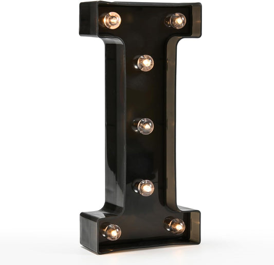 OYCBUZO Light Up Black Alphabet Marquee Letters Sign LED Marquee Number Lights Sign for Night Light Home Bar Christmas Lamp Birthday Party Wedding Decoration I