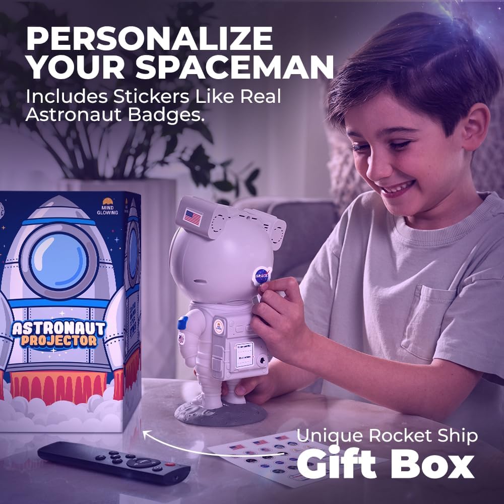 Mind-Glowing Astronaut Galaxy Projector - Spaceman Projector with Remote, Timer, Star & Nebula Modes - Dimmable Astronaut Night Light for Kids Space Decor - Cool Birthday Gift for Any Year Old Boys