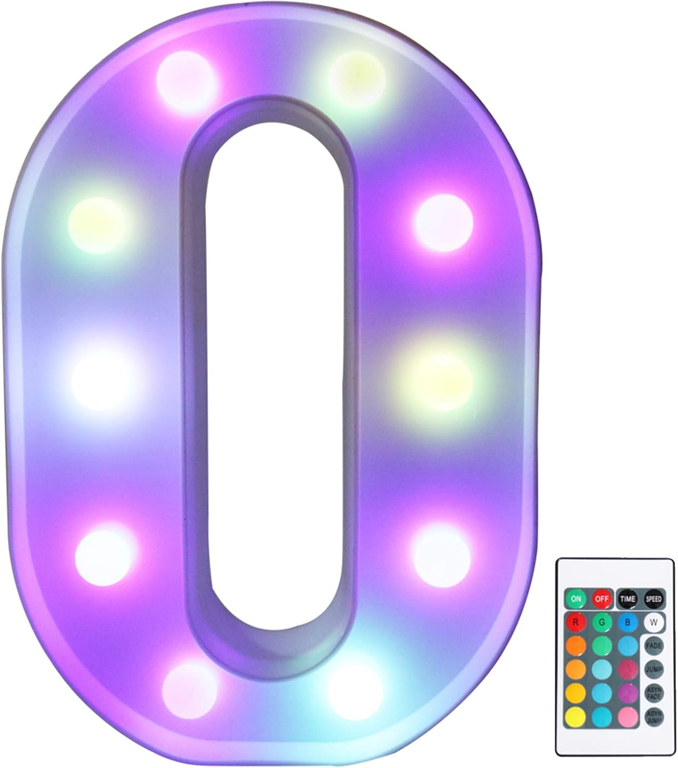 Pooqla Colorful Marquee Letters LED Light Up Letters with Remote, Party Birthday Letter with Lights Decorations for Classroom Room Dorm Home - Multicolor Letter O