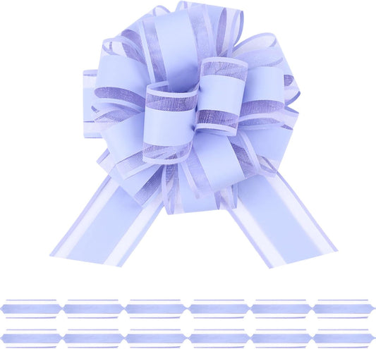 6Pcs 6inch Pull Bow Gift Wrapping,Pull Bow For Gift Basket, Gift Bag Box Wrapping Decor, Valentines Day, Birthday, Anniversary, Wedding, Flower Packaging (Baby Purple)