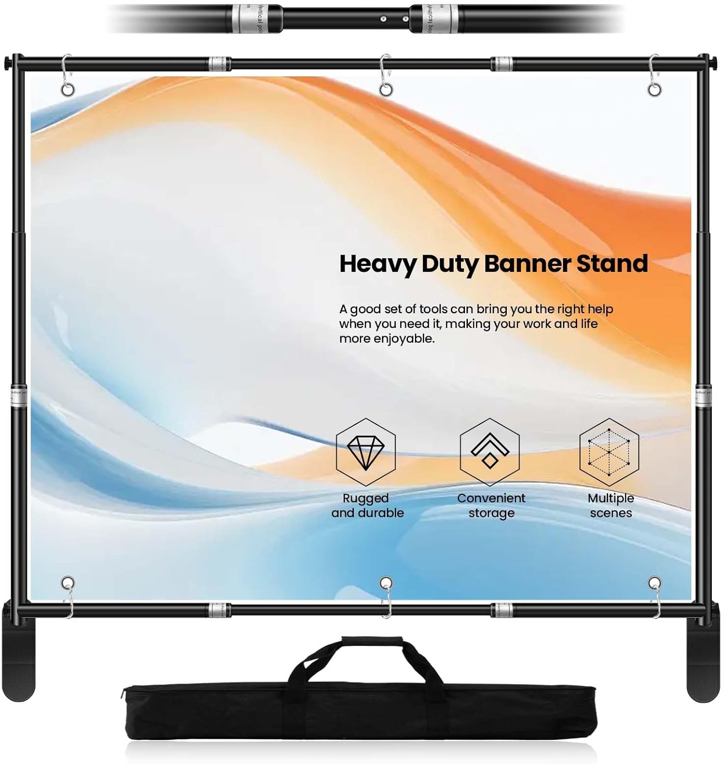 Jiang&Rong 10x10ft Heavy Duty Backdrop Stand Kit - Adjustable Step and Repeat Photo Banner Stand for Photography, Trade Shows, Photo Booths, Events(Black)