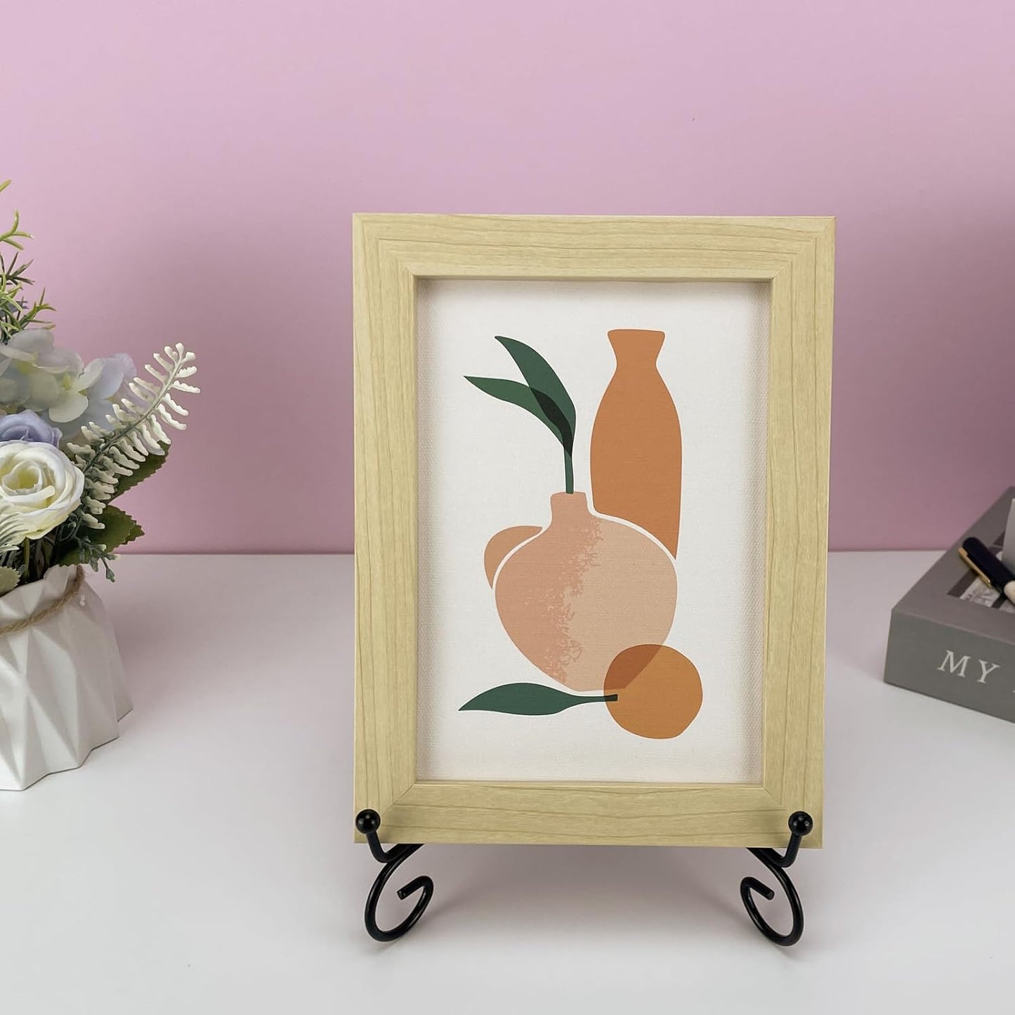 4PCS Premium Black Iron Plate Stands for Display, 8 Inch, Decorative Solid Metal Plate Holders for Displaying, Mini Easel, Frame, Book, Card, Plaque, Bowl, Picture Stands