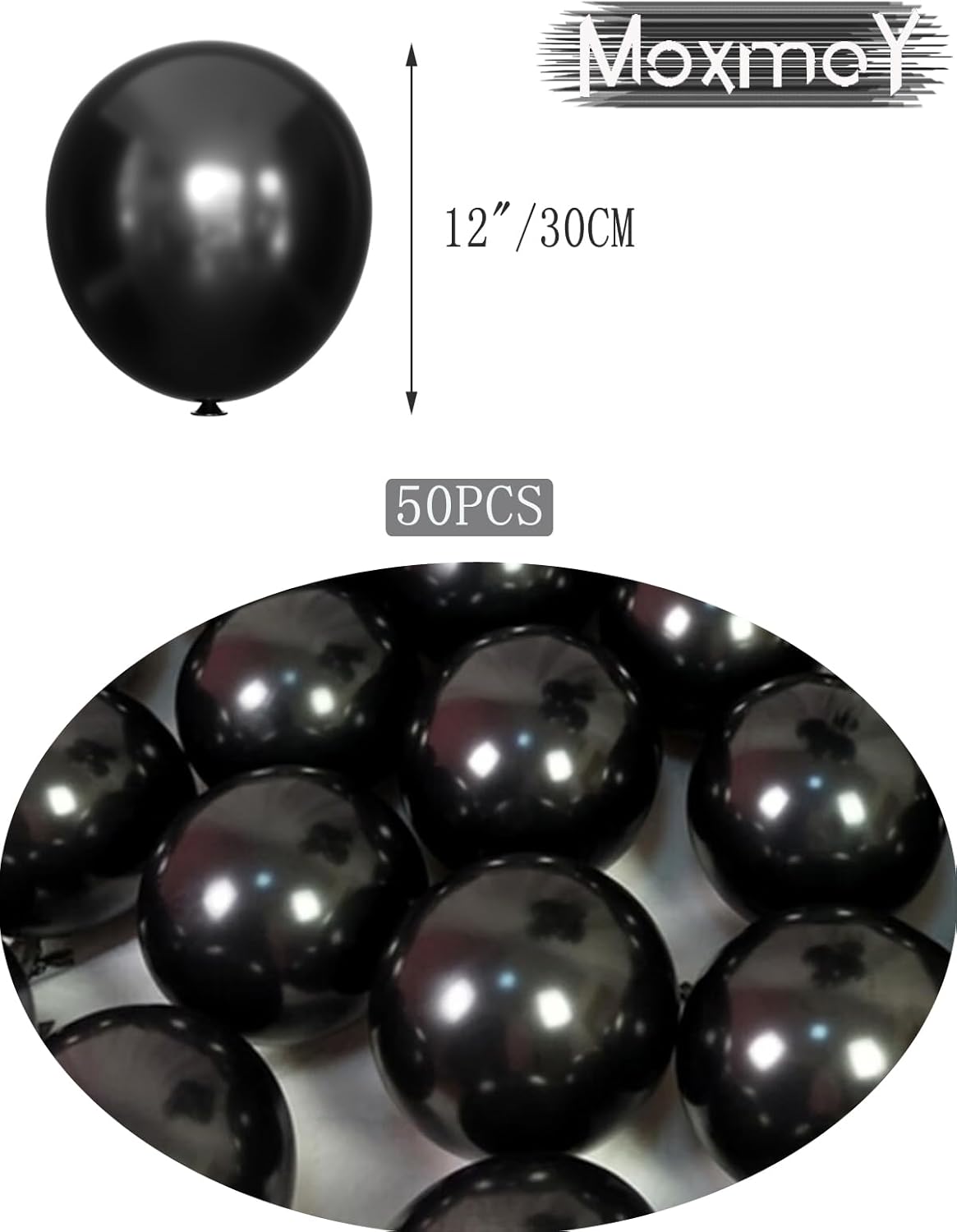 Black Balloons 12 inch, 50 Pcs 3.2g Black Latex Balloon Matte Helium Balloons for Birthday Party Wedding Baby Shower Retirement Decorations