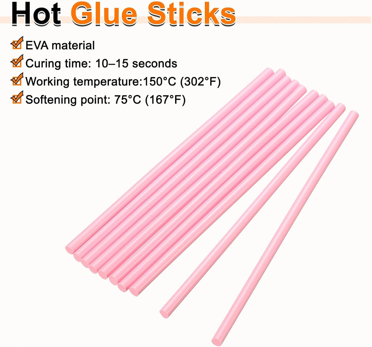 HARFINGTON 10pcs Hot Glue Sticks 0.28" Dia x 3.94" Long EVA Mini Hot Melt Adhesive Glue Stick for Hot Melt Gun Wood Plastic Glass Flowers Fabrics Foam, Pink
