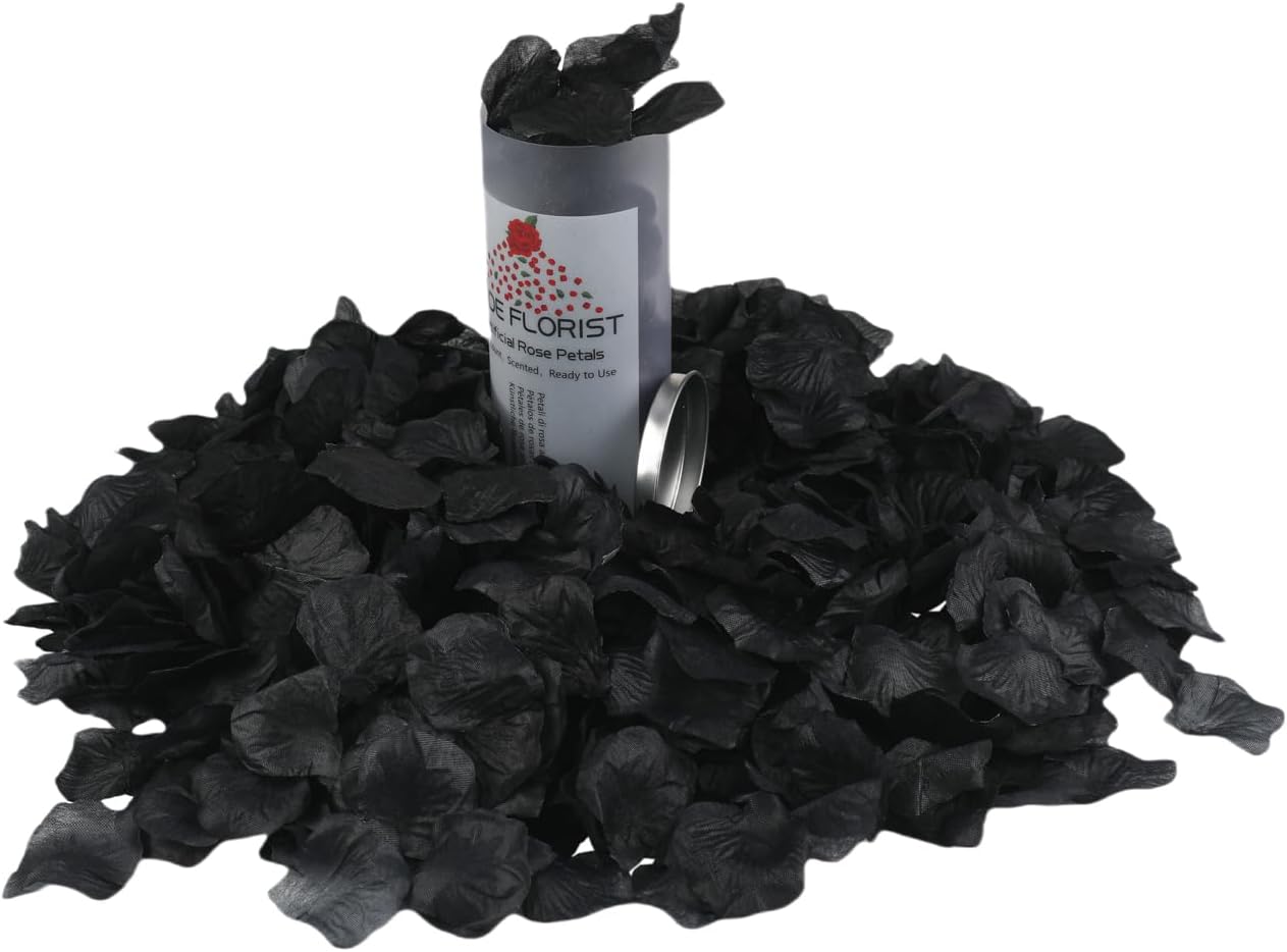 CODE FLORIST 1500 PCS Black Silk Rose Petals,Romantic Night,Wedding,Proposal Anniversary Flower Decorations(Separated,Scented)