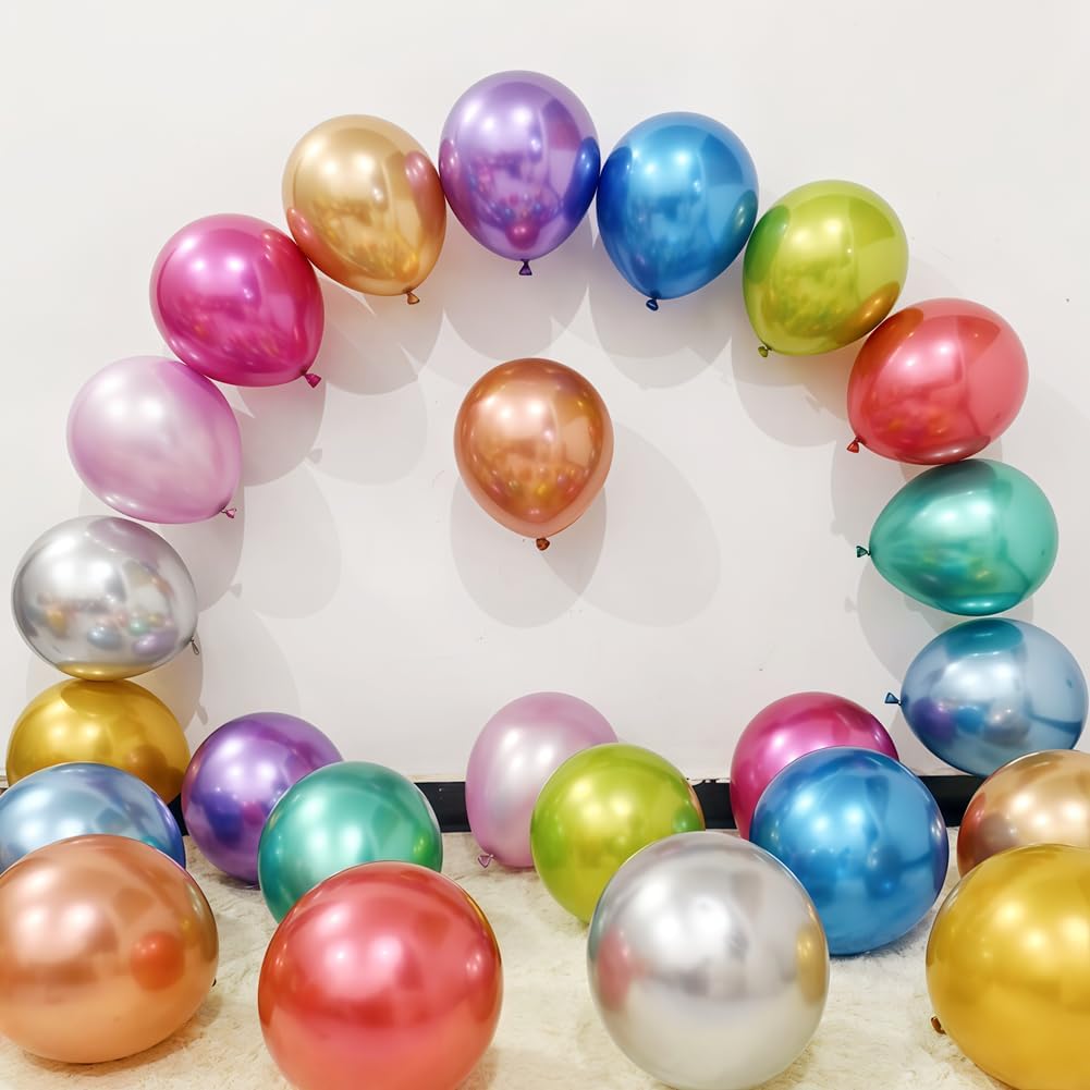 300 Pack Metallic Balloons 12 Inch Chrome Shiny Assorted Colors Latex Rainbow Bulk Balloon 12 Kinds Colorful for Birthday Wedding Bridal Baby Shower Supplies Party Decorations