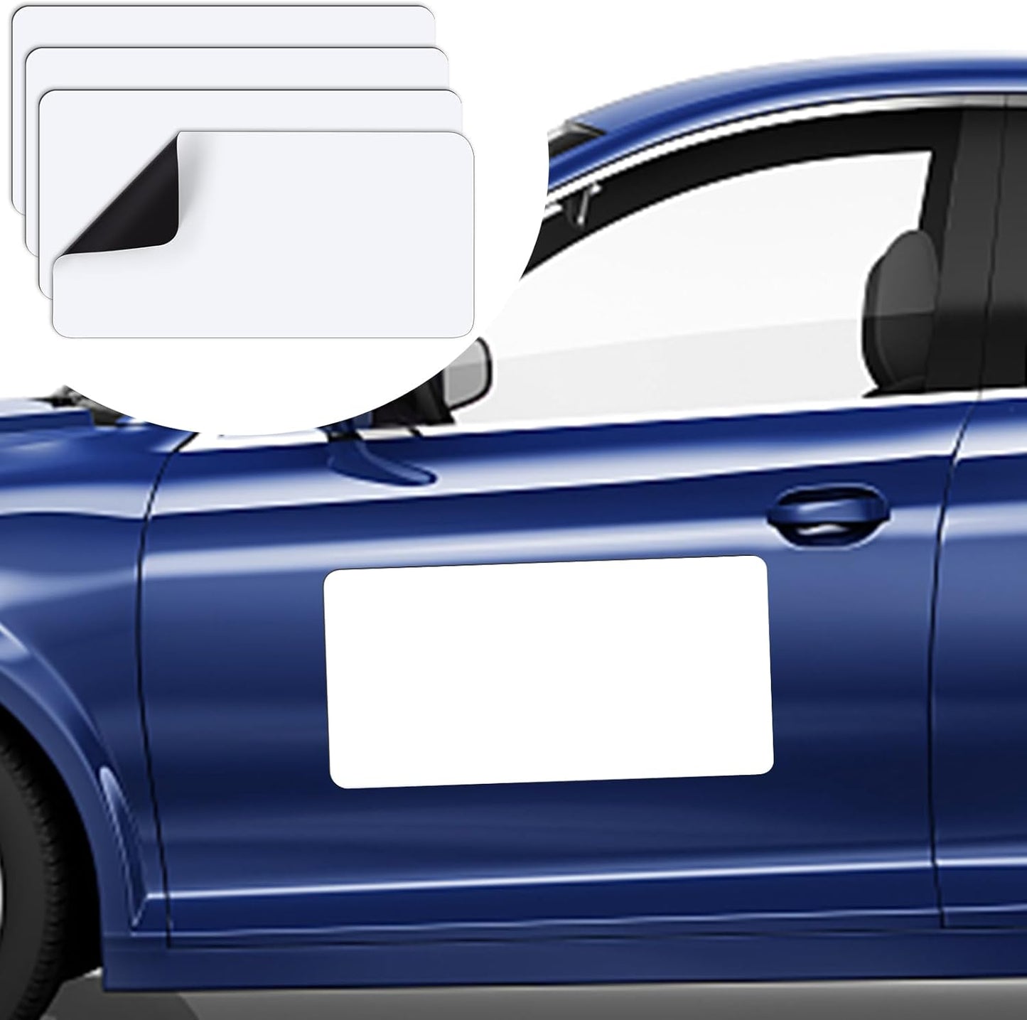 DIYMAG 4Pcs Blank Car Magnets,Door Magnet Rounded Corners Magnetic Set for Vehicle to Advertise Business Cover Company Logo Prevent Cars Scratches Dents, White, 24/" x 12/" -4P