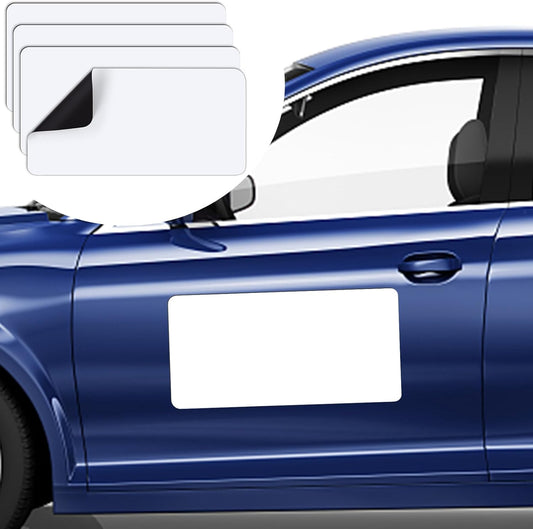 DIYMAG 4Pcs Blank Car Magnets,Door Magnet Rounded Corners Magnetic Set for Vehicle to Advertise Business Cover Company Logo Prevent Cars Scratches Dents, White, 24/" x 12/" -4P