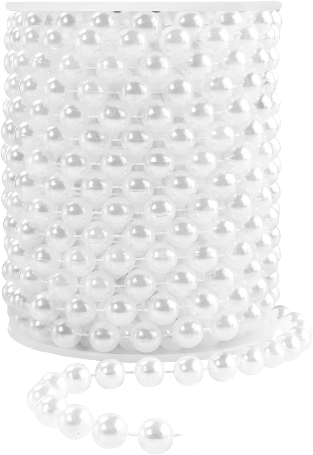 Faux Pearl Beads Garland - 10mm Christmas Tree Beads, 11 Yards White Pearl Strands Spool for Wedding Party & Christmas Tree Decoration