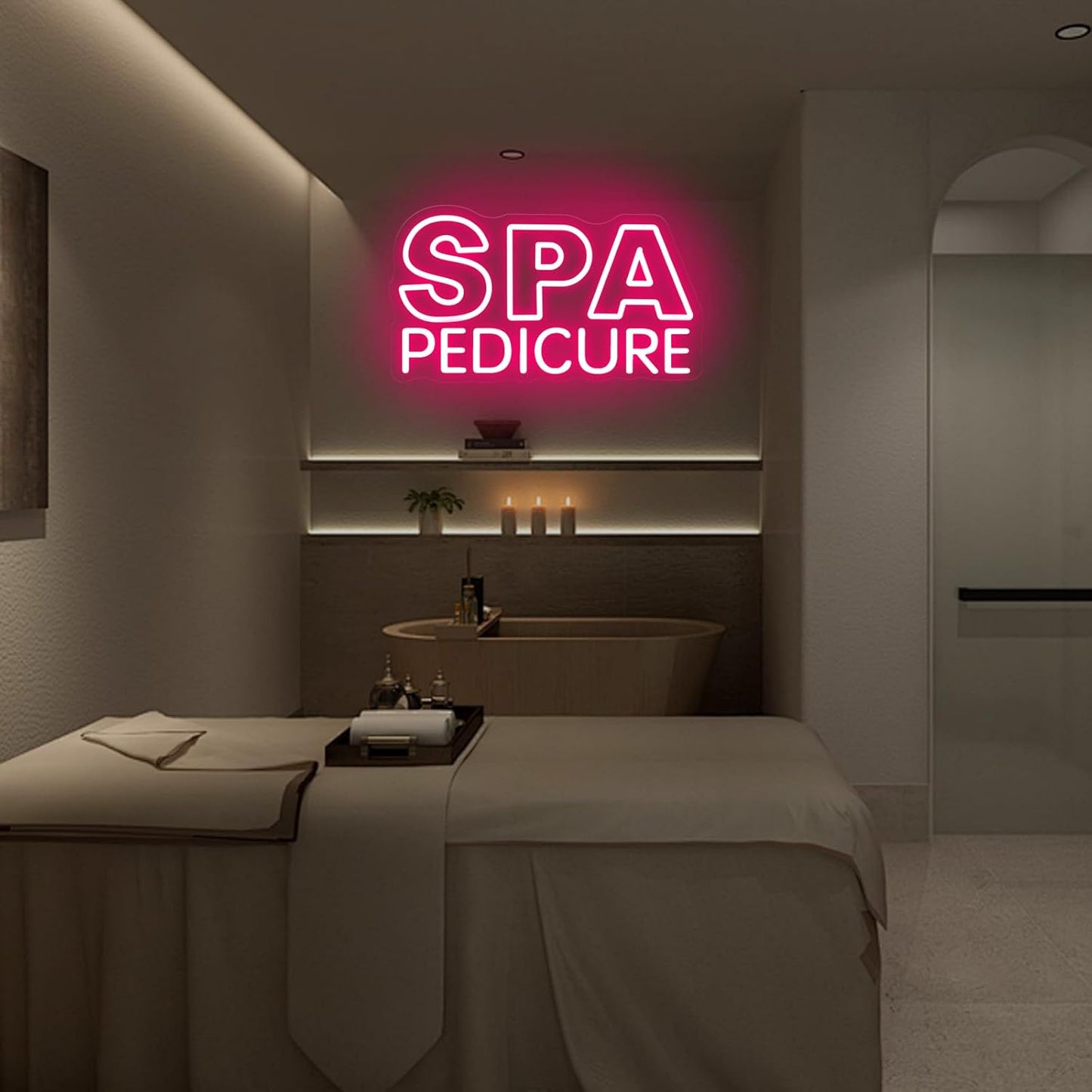 SPA Pedicure Neon Sign for Nail Salons, LED Spa Shop Cutcom Sign Lights Business Wall Decor for Beauty Salon Studio Room ART Decorations, 15.7"x7.3"