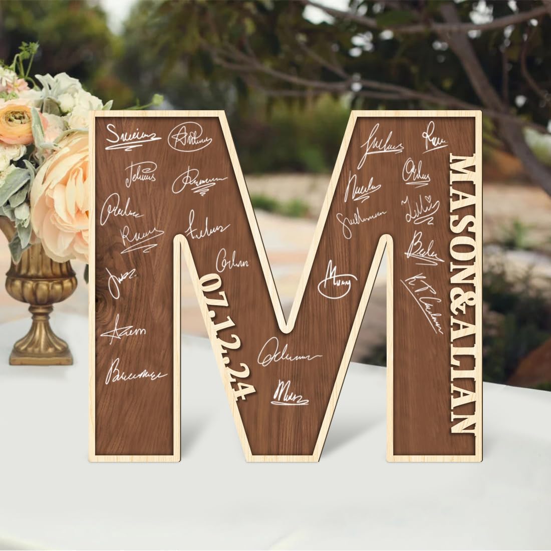 Personalized Wedding Guest Book Sign Custom Letter Name Date Rustic Wedding Guest Book Alternative Unique Guest Book for Wedding Anniversary Decor (Style 1)
