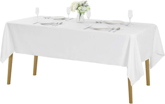Rectangle Tablecloth 60x120 inch Washable Polyester Fabric Table Cloth for Wedding Party Dining Banquet Decoration（12 Pack 60x120, White）