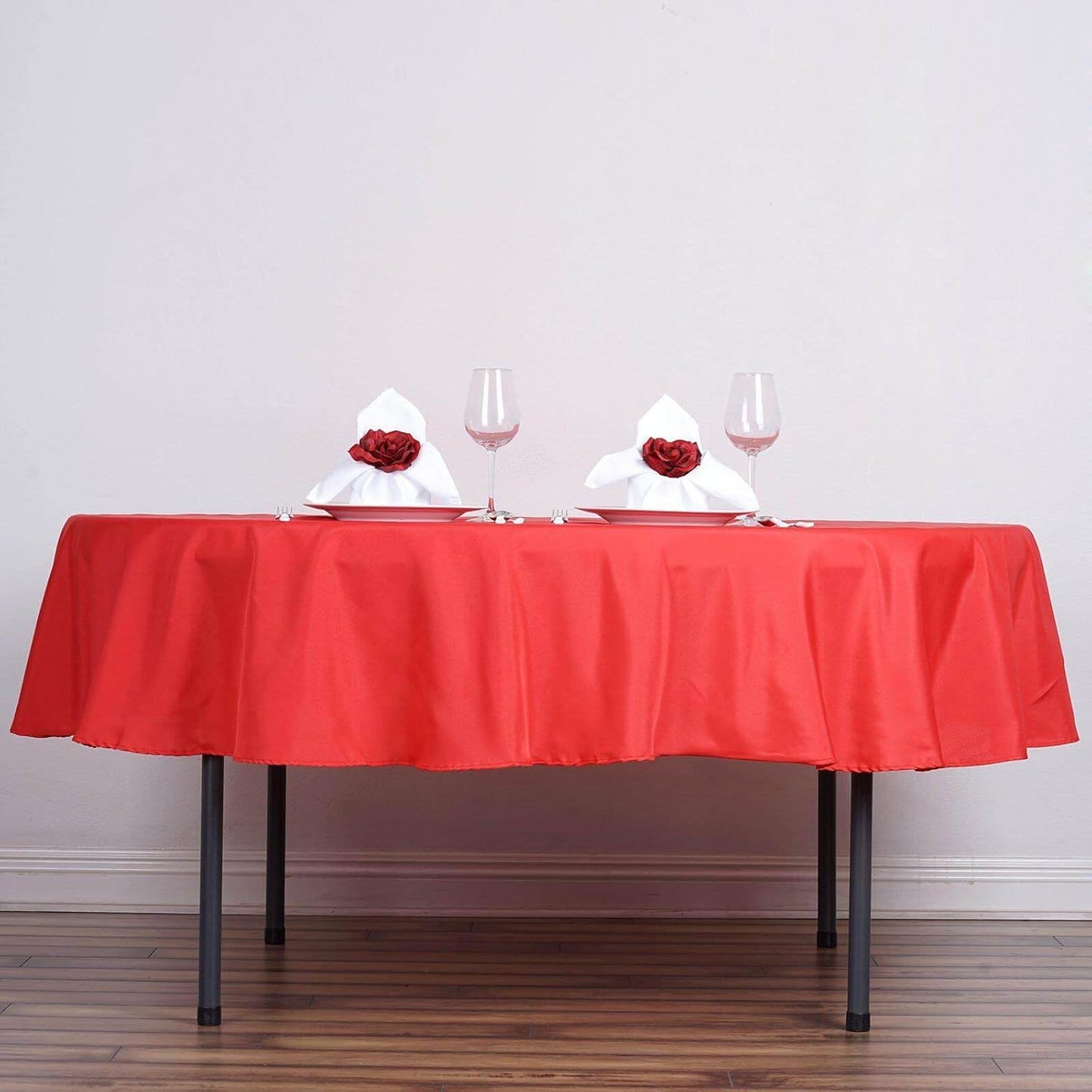 Efavormart Round Tablecloth, 90 Inch Stain & Wrinkle Resistant Washable Table Cloth, Decorative Polyester Fabric Table Cover for Banquet, Wedding, Dining- Red