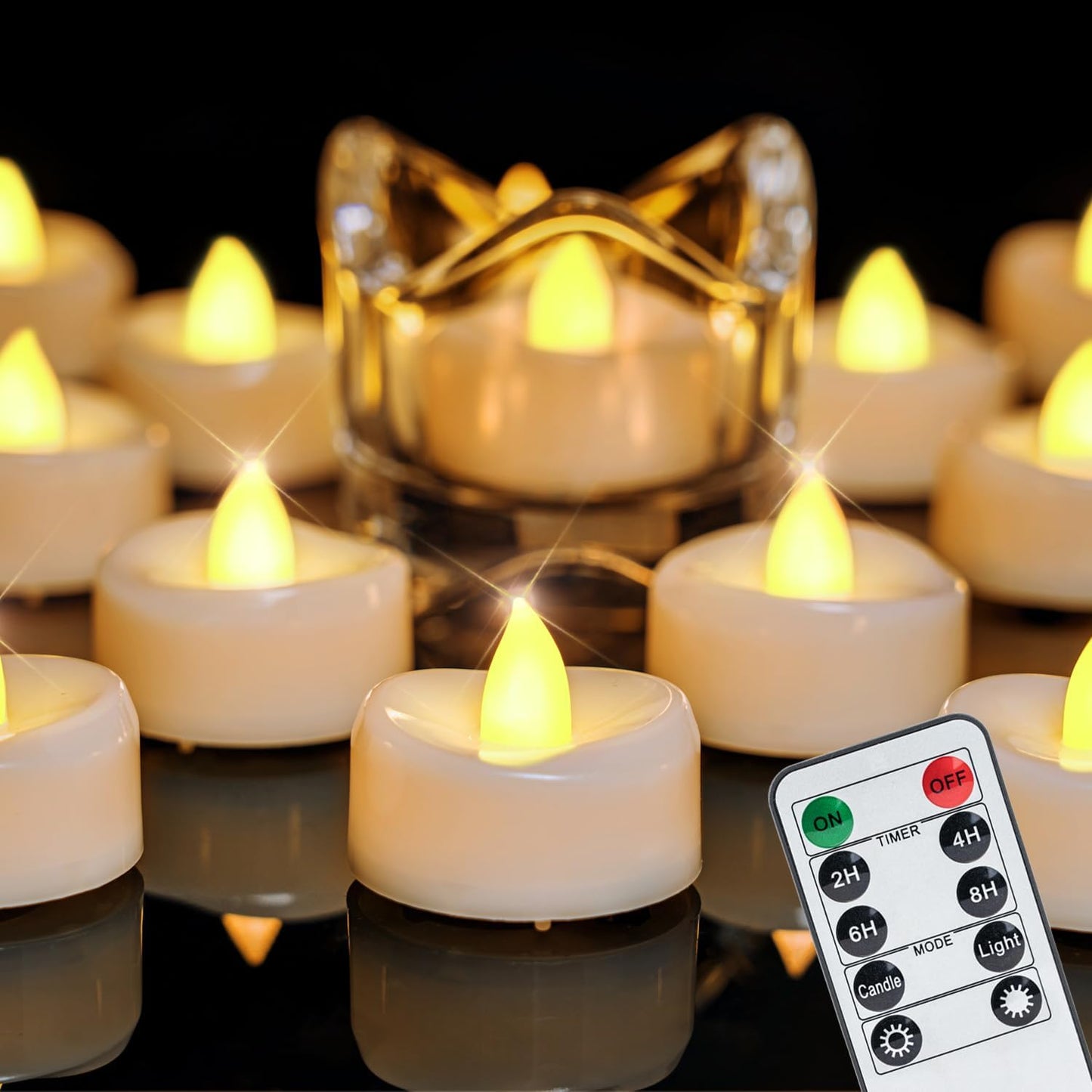 Remote Candles, 12PCS Flameless Tea Lights Candle Battery Operated with Timer, 400+Hours Remote Control LED Tea Lights Votive Candle for Holiday Table Centerpieces Decor