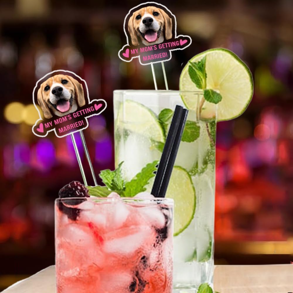 Personalized 50 pcs Double-Sided Wedding Pet Stir Sticks, Custom Dog Cat Stir Stick, Acrylic Cocktail Stirrers, Wedding Drink Stirrers, Bachelorette Party Decorations, Bridal Shower Gifts