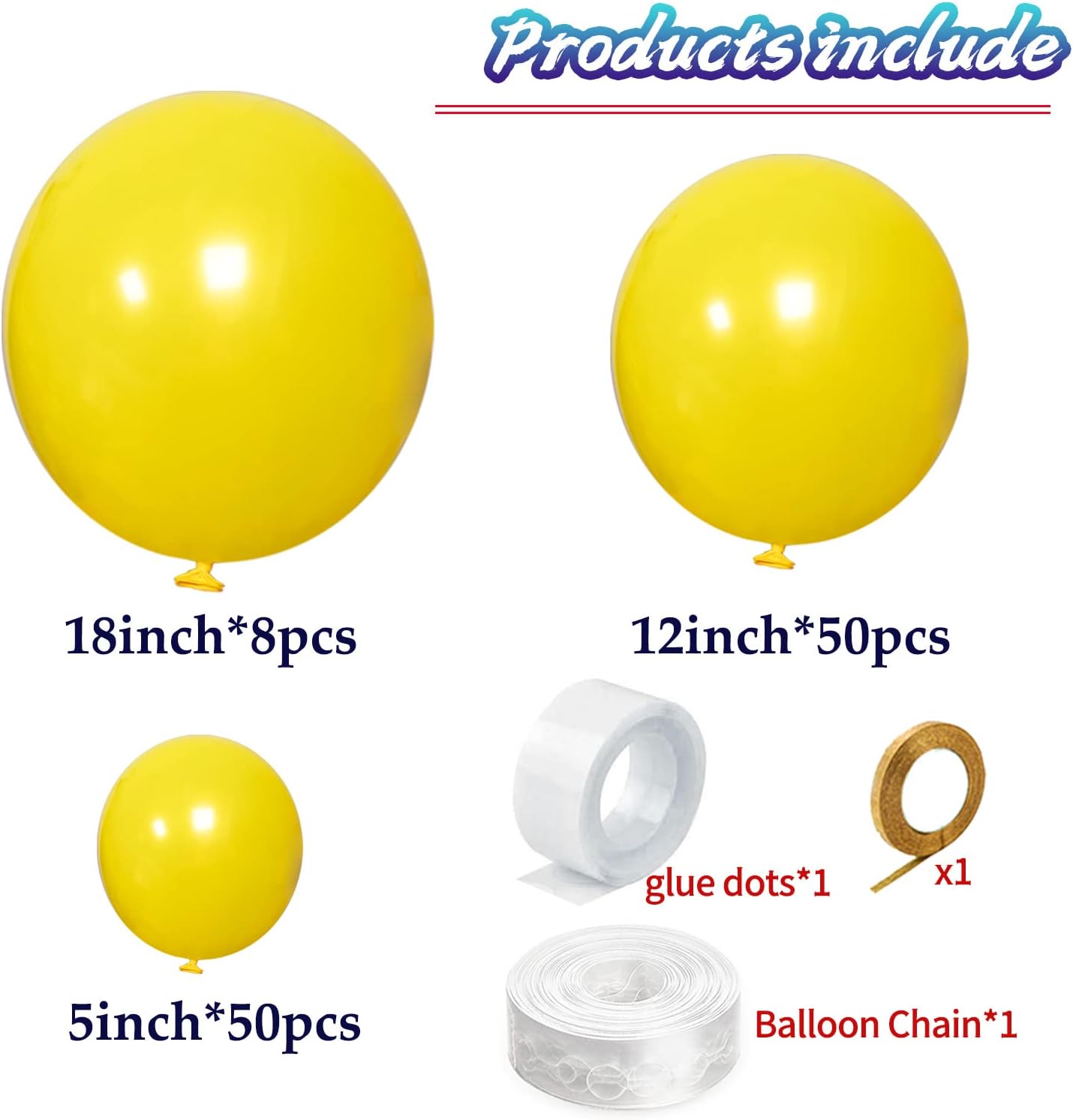 KAWKALSH Yellow Balloon Arch Kit 111Pcs 18 12 5 Inch Latex Party Balloons Garland for Birthday Baby Shower Wedding Engagement Anniversary Christmas Party Decorations