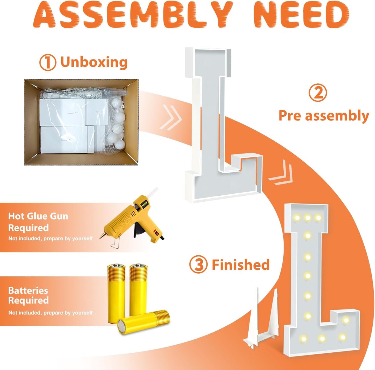 Marquee Light Up Letters L, 4FT Marquee Letters for Birthday Baby Shower Wedding Decorations, Light Up Letter for Engagement Party LOVE Decor, Large Marquee Letter for Party Decorations