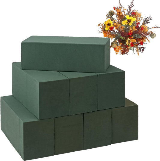 IHDYPPEW 8 PCS Green Floral Foam Blocks, 9"L x 4"W x 3.2"H Floral Foam for Flower Arrangements, Dry and Wet Florist Foam for Flowers, Flower Foam Bricks for Flowers Business, Outdoor, Weddings