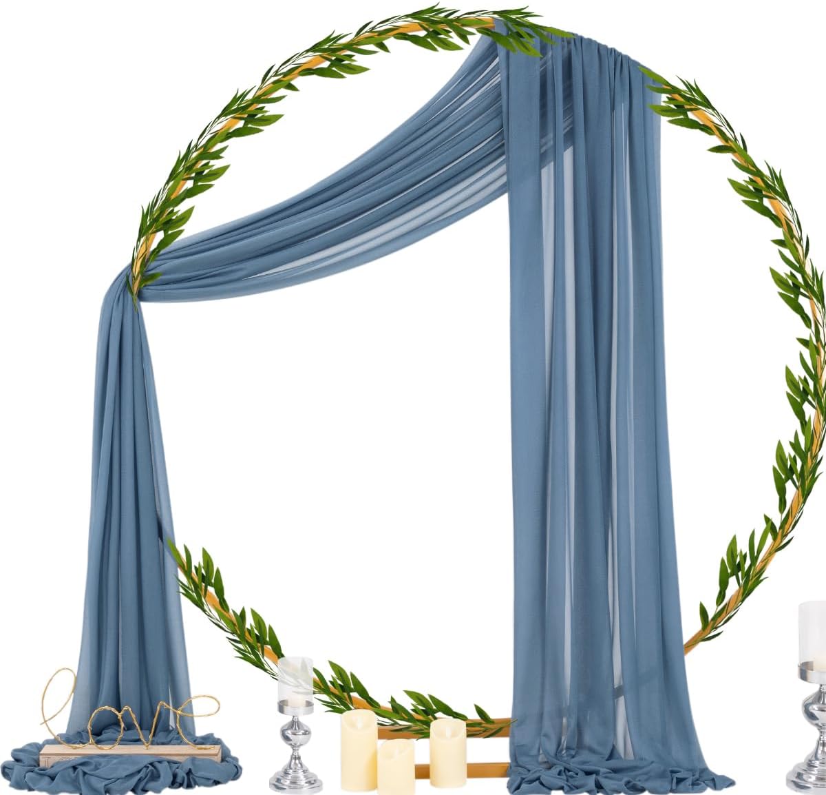 Socomi Wedding Arch Draping Fabric 29" x 20Ft 1 Panel Dusty Blue Sheer Outdoor Curtain Drapes Extra Long for Bridal Baby Shower Ceremony Birthday Party Decor