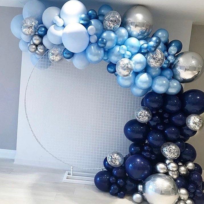 Paready Blue Silver Balloons, 50PCS Navy Royal Blue Balloons, 12 Inch Confetti Balloon Metallic Silver Party Balloon for Boys Men Baby Shower Graduation Wedding Retirement Birthday Party Decorations