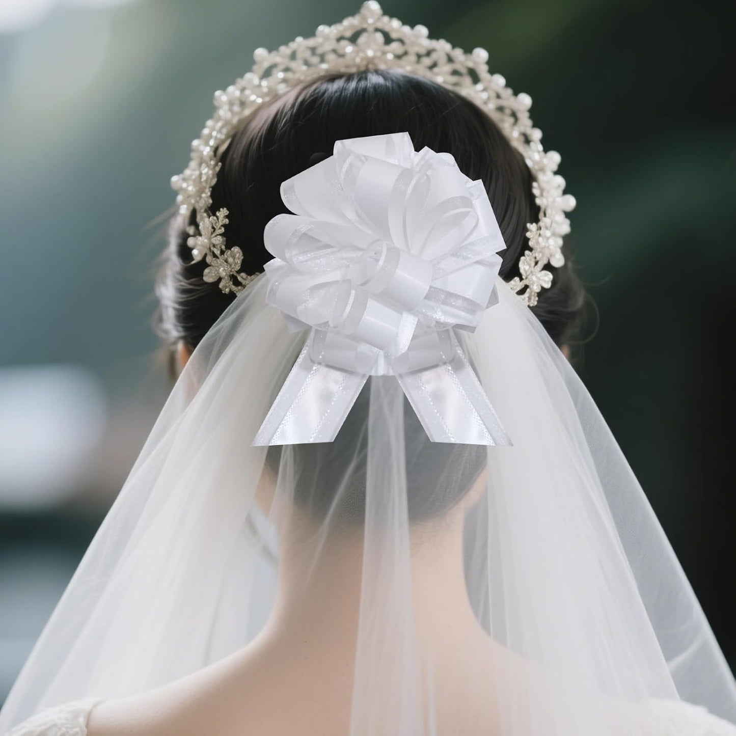 12 PCS 6 Inch Large Pull Organza White Bows - Perfect for Gift Wrapping, Wedding Decor, Car Bows, Birthday Parties, Christmas and Valentine's Day