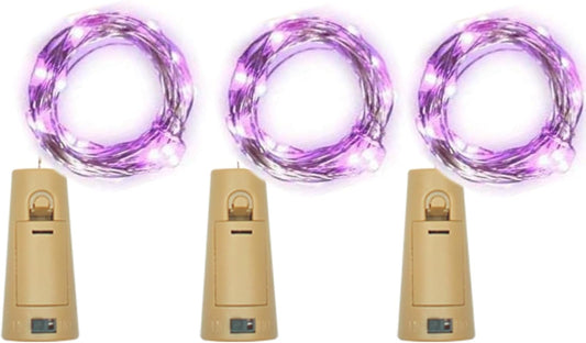 Wine Bottle Lights with Cork, Battery Operated 20 LED Cork Shape Silver Wire Colorful Fairy Mini String Lights(No Bottles) for DIY, Party, Decor, Christmas, Halloween,Wedding (3, Purple)
