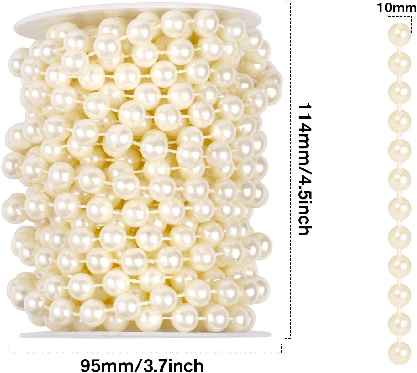 [29.5Feet] Pearl Beads Garland, 10MM 9.8 Yards Faux Pearl Beads String Roll Bulk for DIY Craft Wedding Party Christmas Tree Decoration