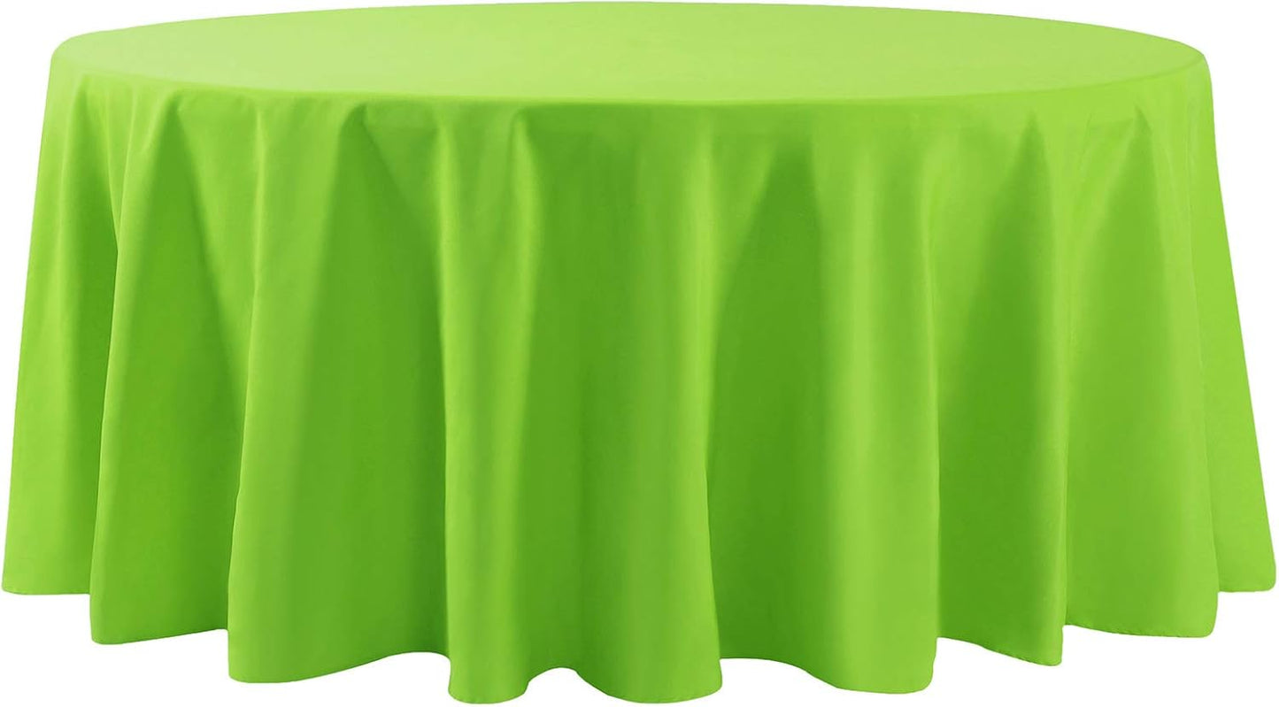 132 inch Round Tablecloth Washable Polyester Table Cloth Decorative Table Cover for Wedding Party Dining Banquet（132 inch,Apple Green）