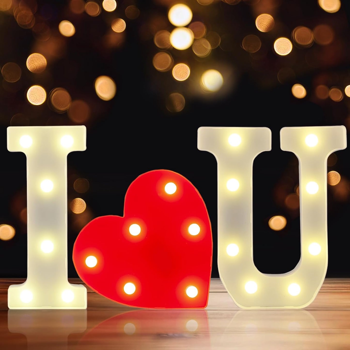 LED Marquee Letter, Light Up Letters, Decorative Led Numbers Lights, Battery Powered Light Letters I Love U Sign Lights for Wedding Proposal Decor-Warm White