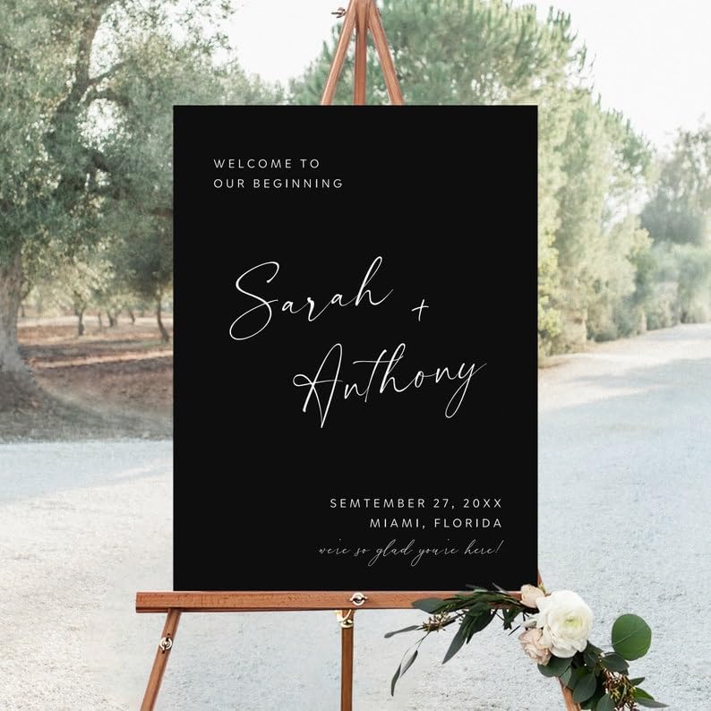 Black Wedding Welcome Sign Template, Large Wedding Sign, Modern Wedding Signs, Custom Wedding Sign, Welcome Wedding Sign