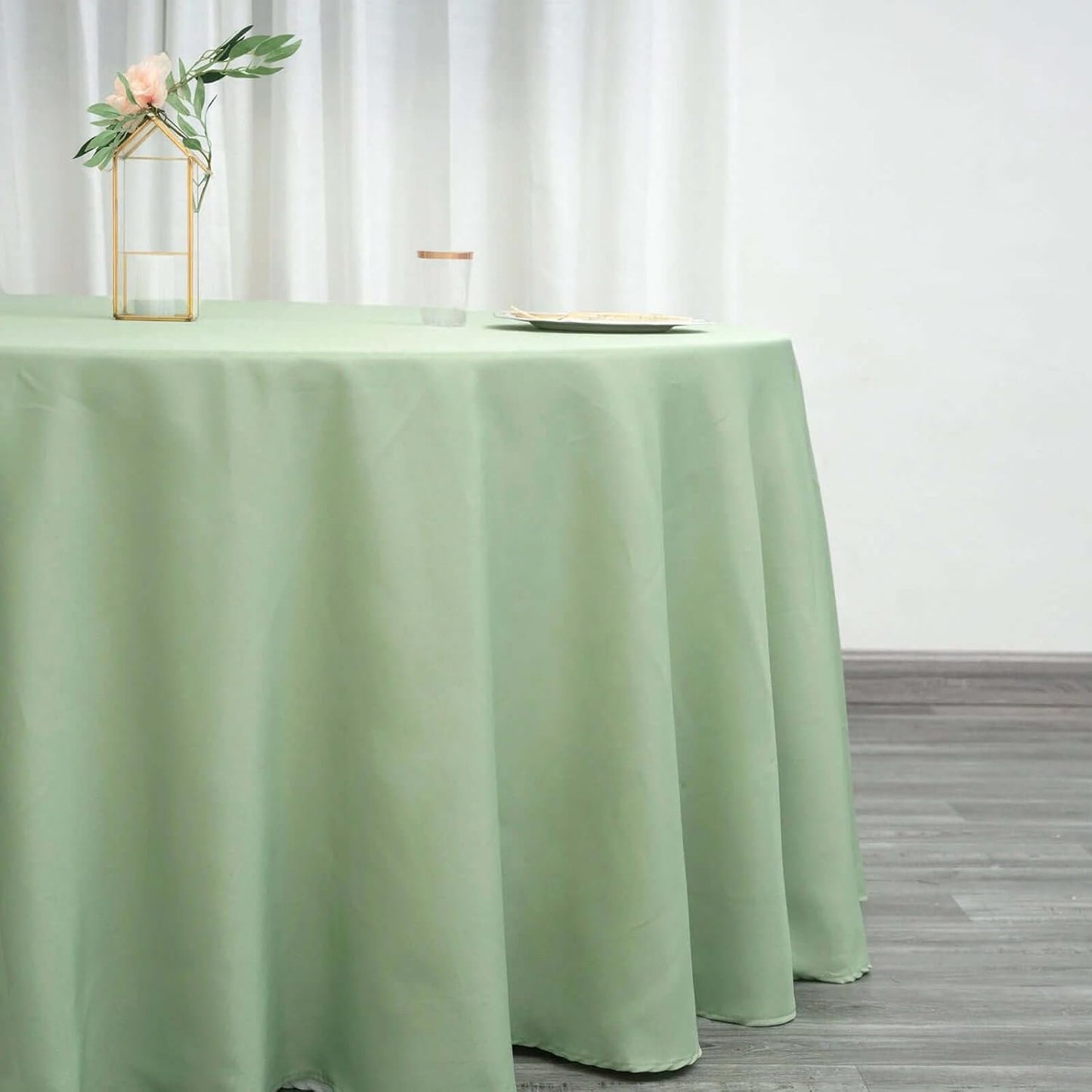 Efavormart Round Tablecloth, 132 Inch Stain & Wrinkle Resistant Washable Table Cloth, Decorative Polyester Fabric Table Cover for Banquet, Wedding, Dining- Sage Green