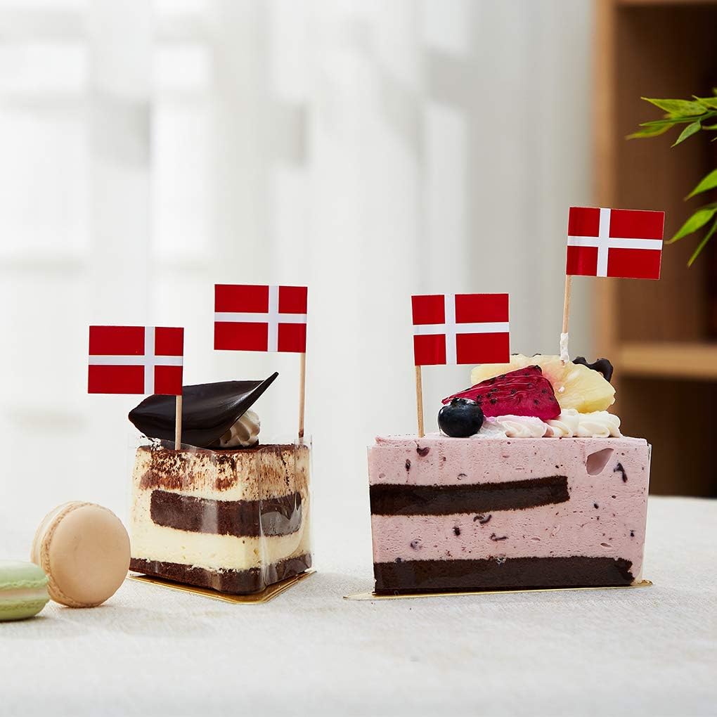 Denmark Flag Danish Flag, Small Mini Denmark Toothpick Flags for Food, Cupcakes, Cocktails, Appetizers, Bar Party Decorations