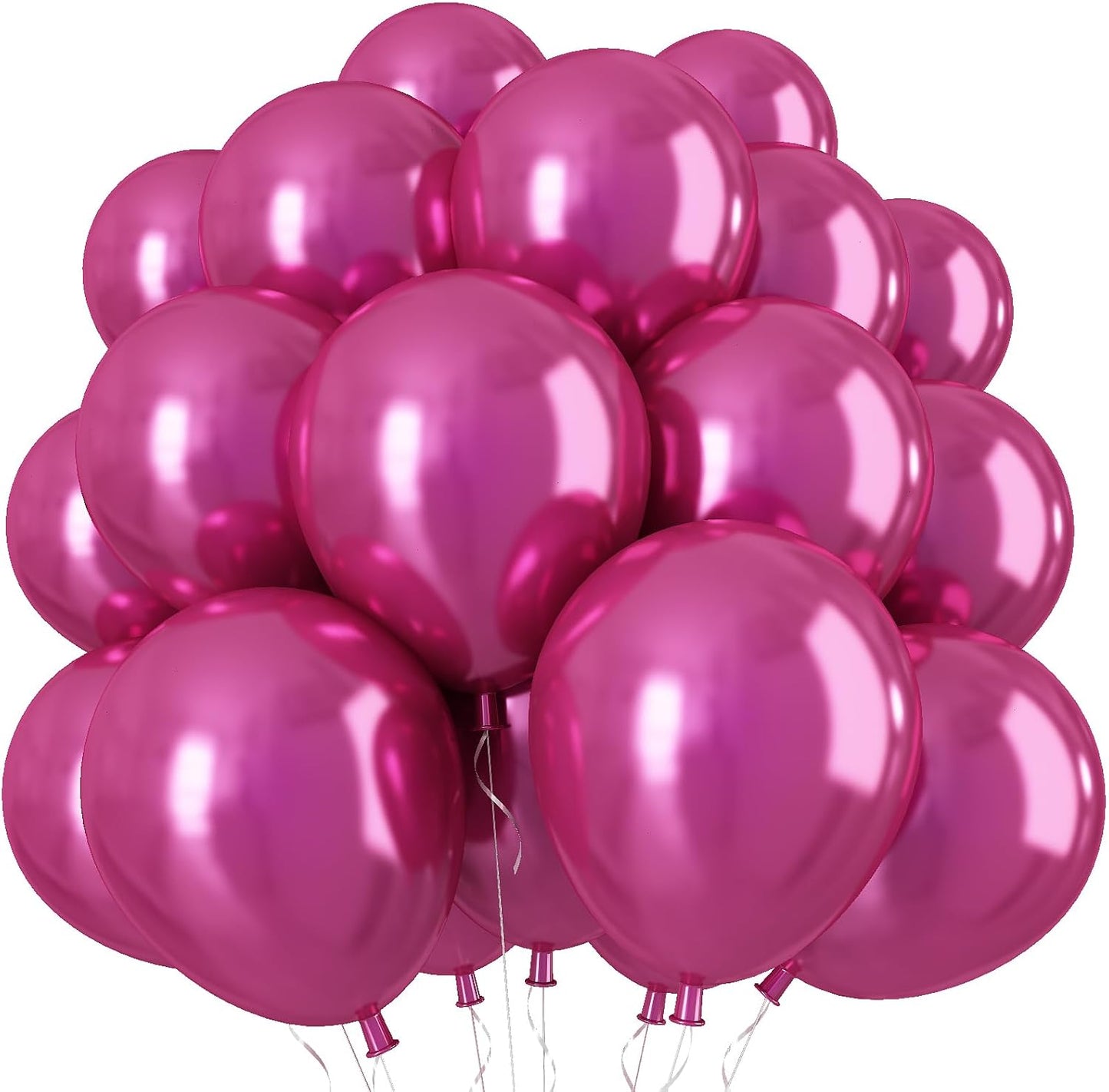 Chrome Fuchsia Balloons, 50 PCS 10 Inch Double-Layered Metallic Fuchsia Pink Balloons, Shiny Thick Chrome Metallic Magenta Latex Helium Fuchsia Magenta Balloons for Birthday Wedding Party Decoration