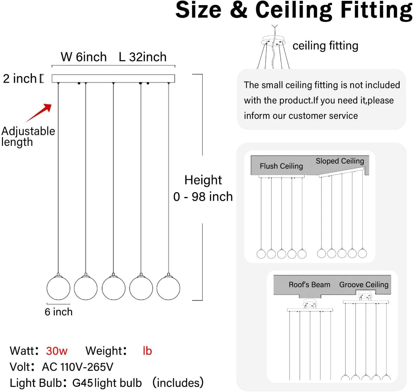 5-Lights Modern Rectangle Chandelier Globe Pendant Light,Chrome Linear Globe Chandeliers for Dining Room and Kitchen Island