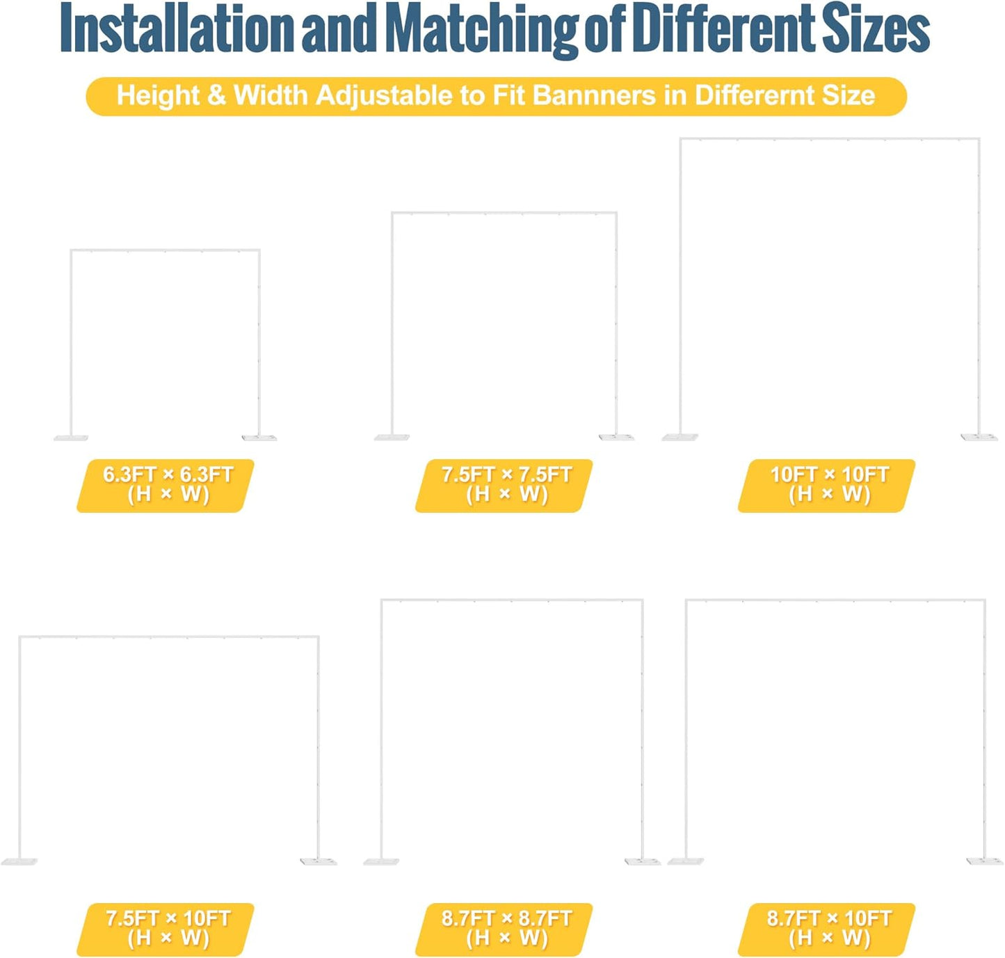 Wokceer 10 FT Backdrop Stand Heavy Duty Pipe and Drape Kit, Adjustable White Backdrop Stands for Wedding Photo Booth Background Birthday Party Exhibition Decoration