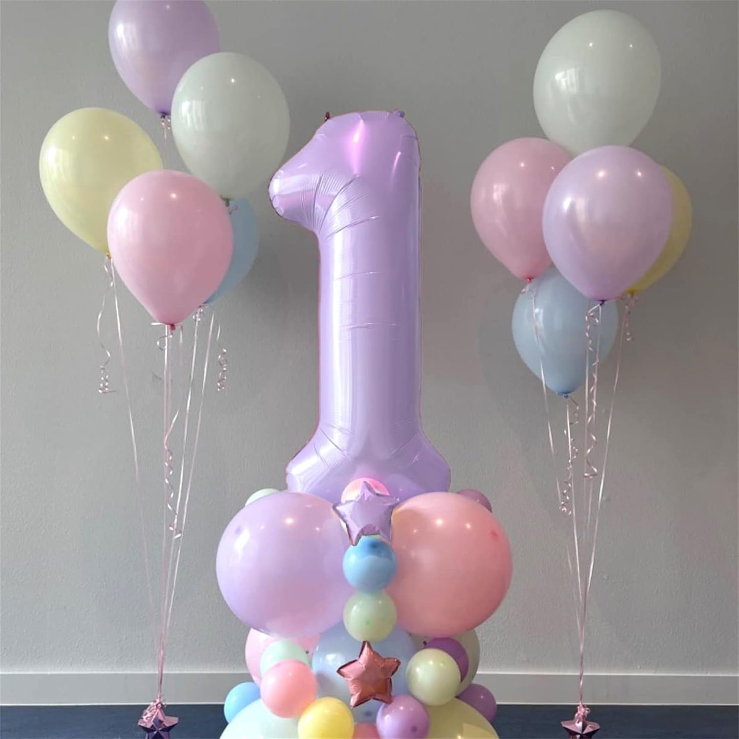 Pastel Purple Number 70 Birthday Balloons, 40 Inch Large Light Purple Mylar Foil Number 7 & 0 Balloons for 70 Year Old Women, Lavender 70th Birthday Balloons for 7th 70th Anniversary Party Decorations
