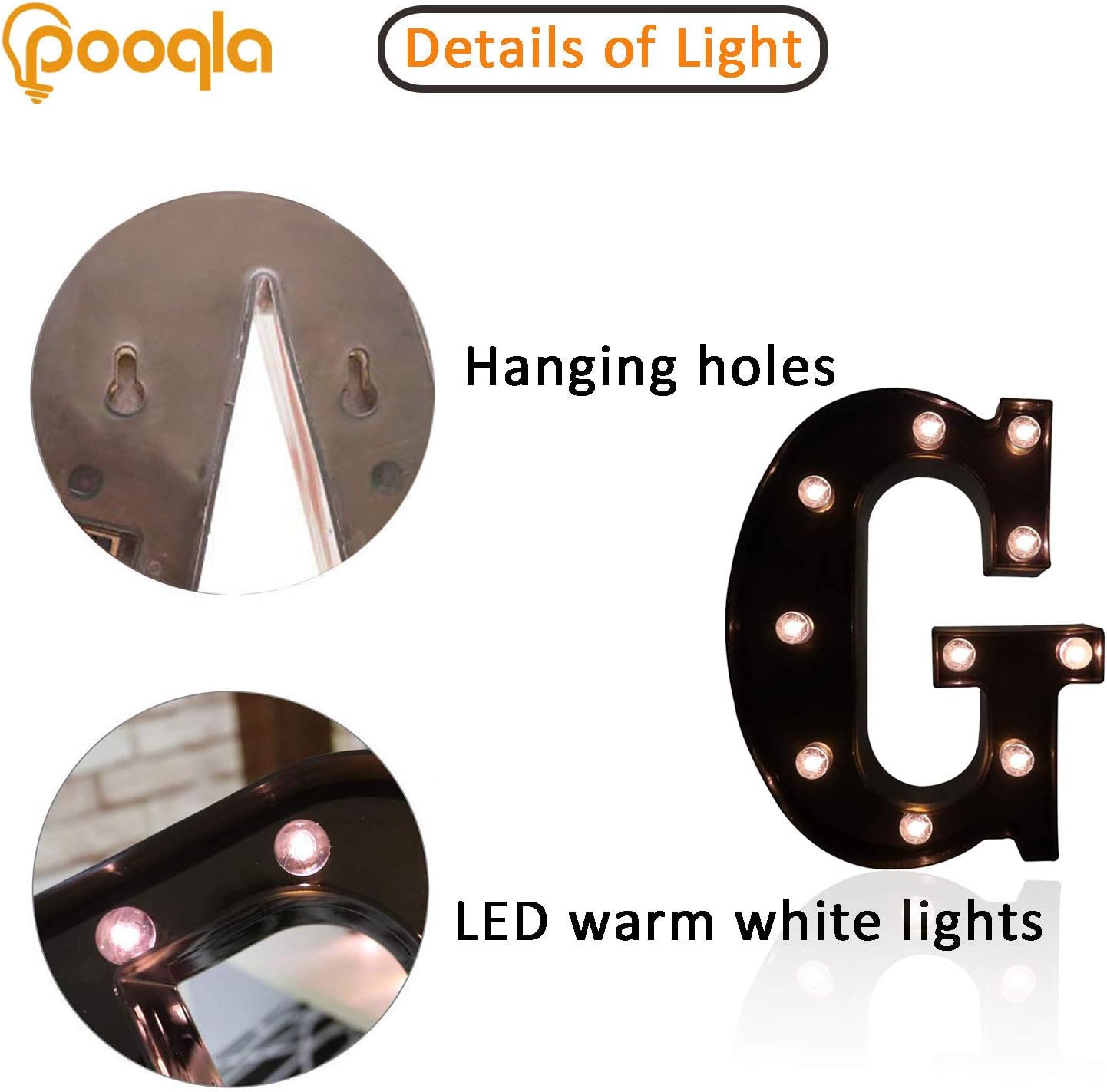 LED Illuminated Letter Marquee Sign - Alphabet Decorative Letters with Lights For Wedding Birthday Party Christmas Night Light Lamp Home Bar Decoration (G - Black)